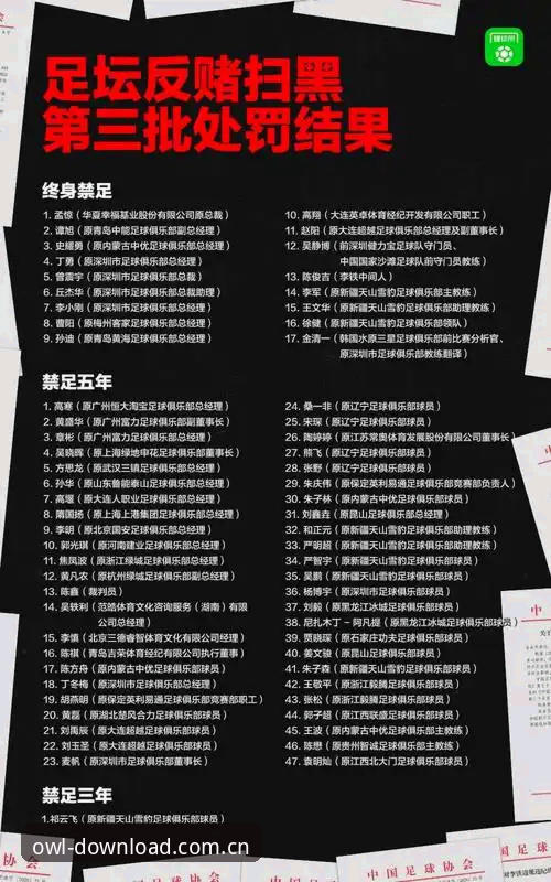 猫头鹰体育怎么下载哪个好 中国足协第三批禁足名单解读教程:猫头鹰体育带你深度分析行业整顿
